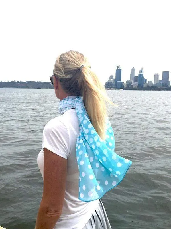 💥 Light Blue Polka Dot Scarf Turquoise