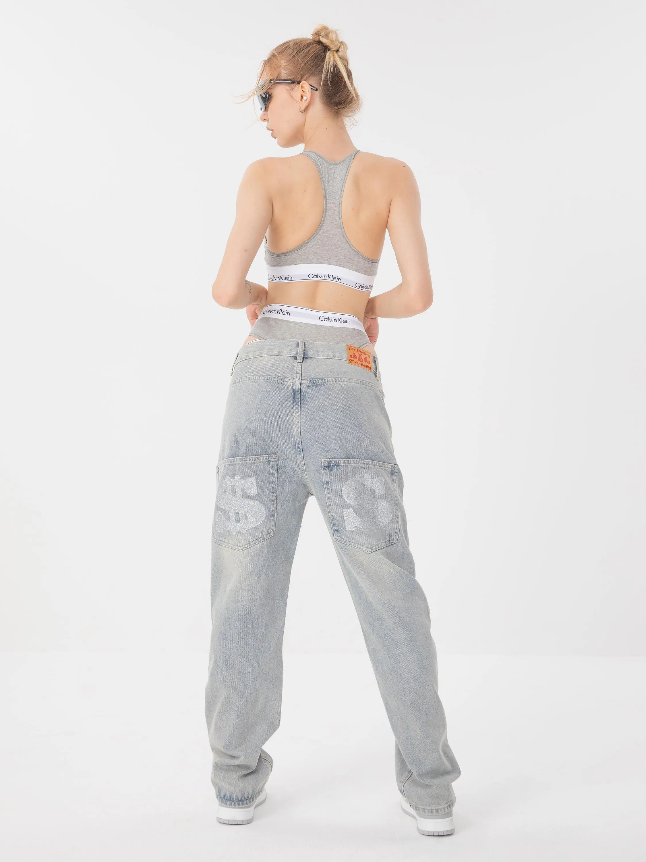 1984 Dark Letter Print Jeans