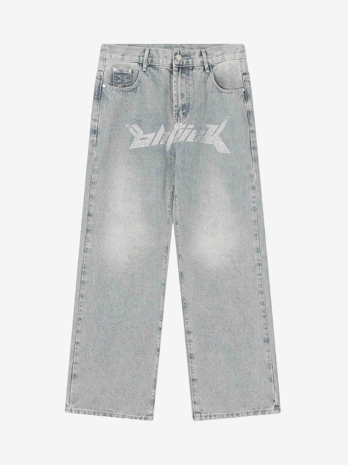 1984 Dark Letter Print Jeans