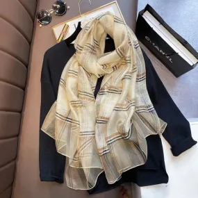 2023 Luxury Silk Wool Scarf Women Plaid Long Foulard Female Glitter Shawl Wrap for Ladies Hijab Spring Winter Thin Warm Scarves