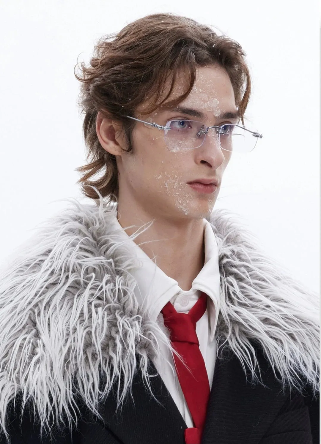 3D Twill Fur Collar Suit Jacket