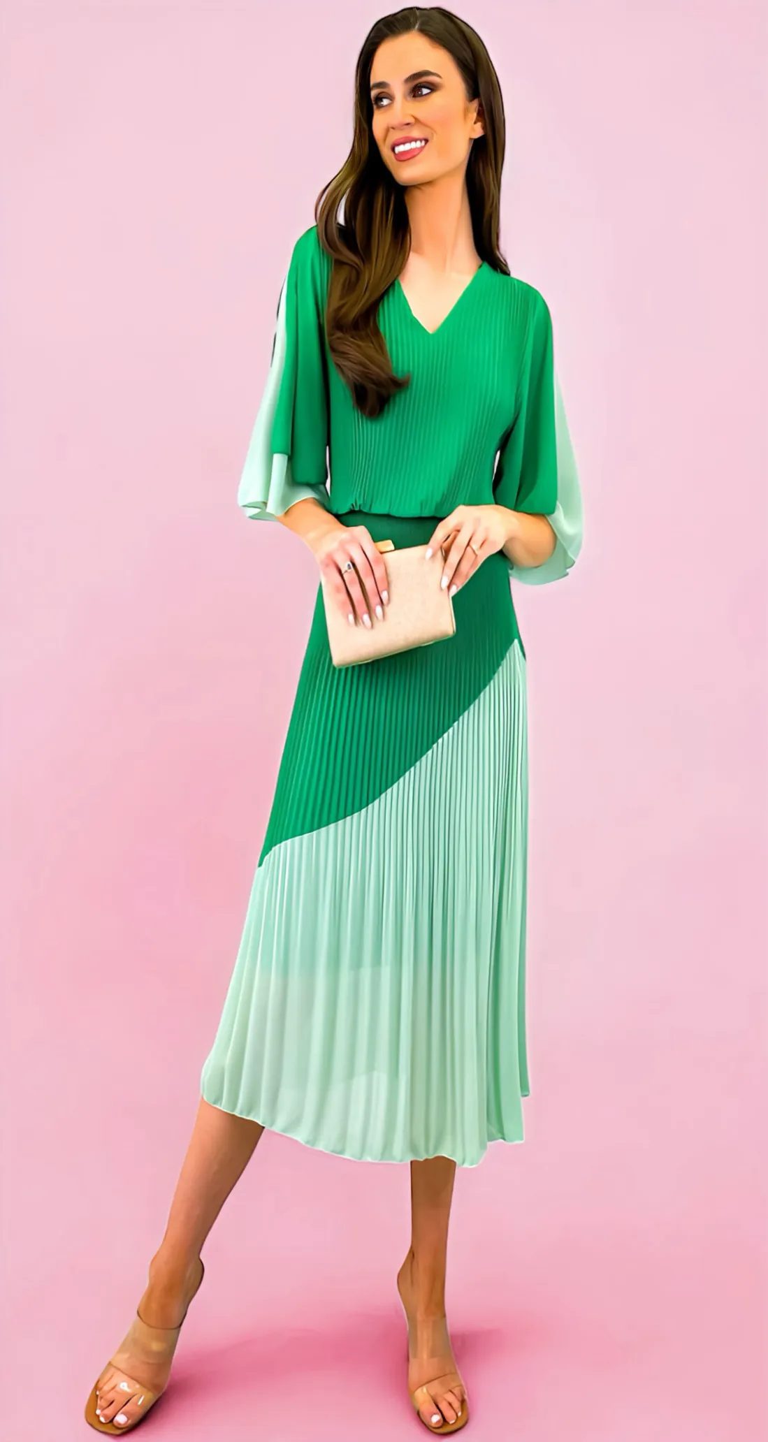 A1741 Cosima Green Loose Top Dress