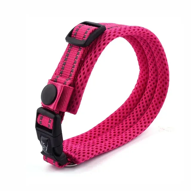 Adjustable Nylon Dog Collars  and Padded with Comfortable Adjustable Mesh Padded Reflective Pet Dog Collar XS-XL Breakaway