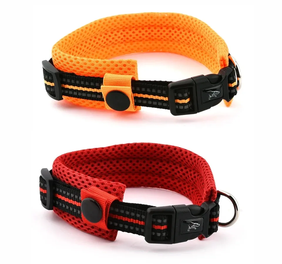 Adjustable Nylon Dog Collars  and Padded with Comfortable Adjustable Mesh Padded Reflective Pet Dog Collar XS-XL Breakaway