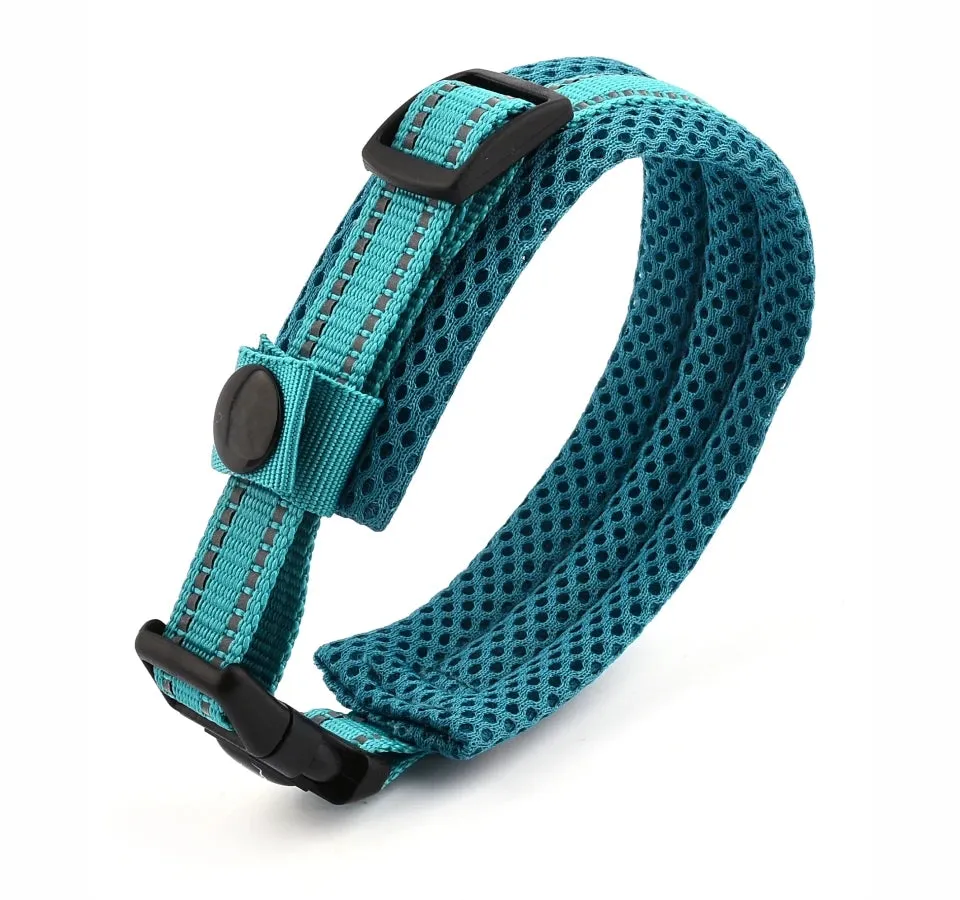 Adjustable Nylon Dog Collars  and Padded with Comfortable Adjustable Mesh Padded Reflective Pet Dog Collar XS-XL Breakaway