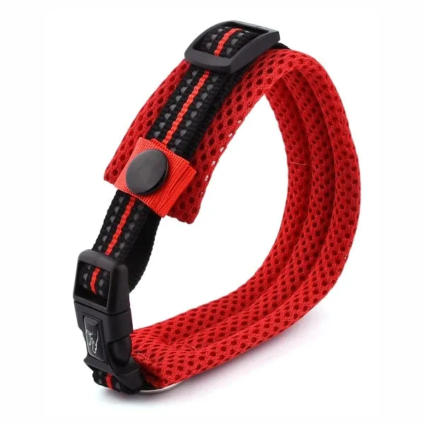 Adjustable Nylon Dog Collars  and Padded with Comfortable Adjustable Mesh Padded Reflective Pet Dog Collar XS-XL Breakaway