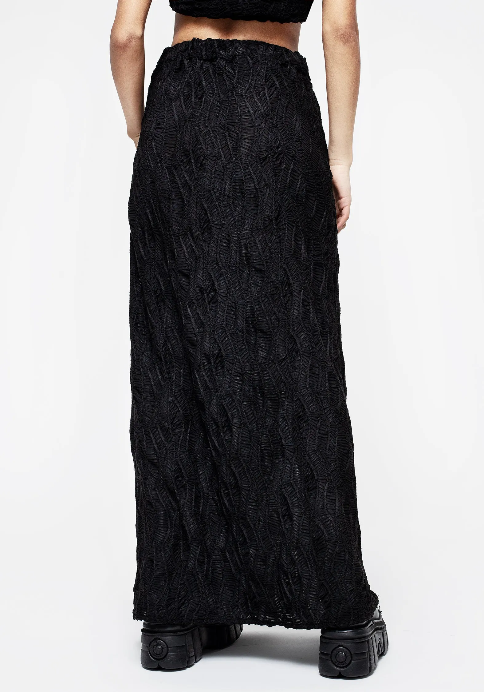 Agitate Textured Jersey Split Maxi Skirt