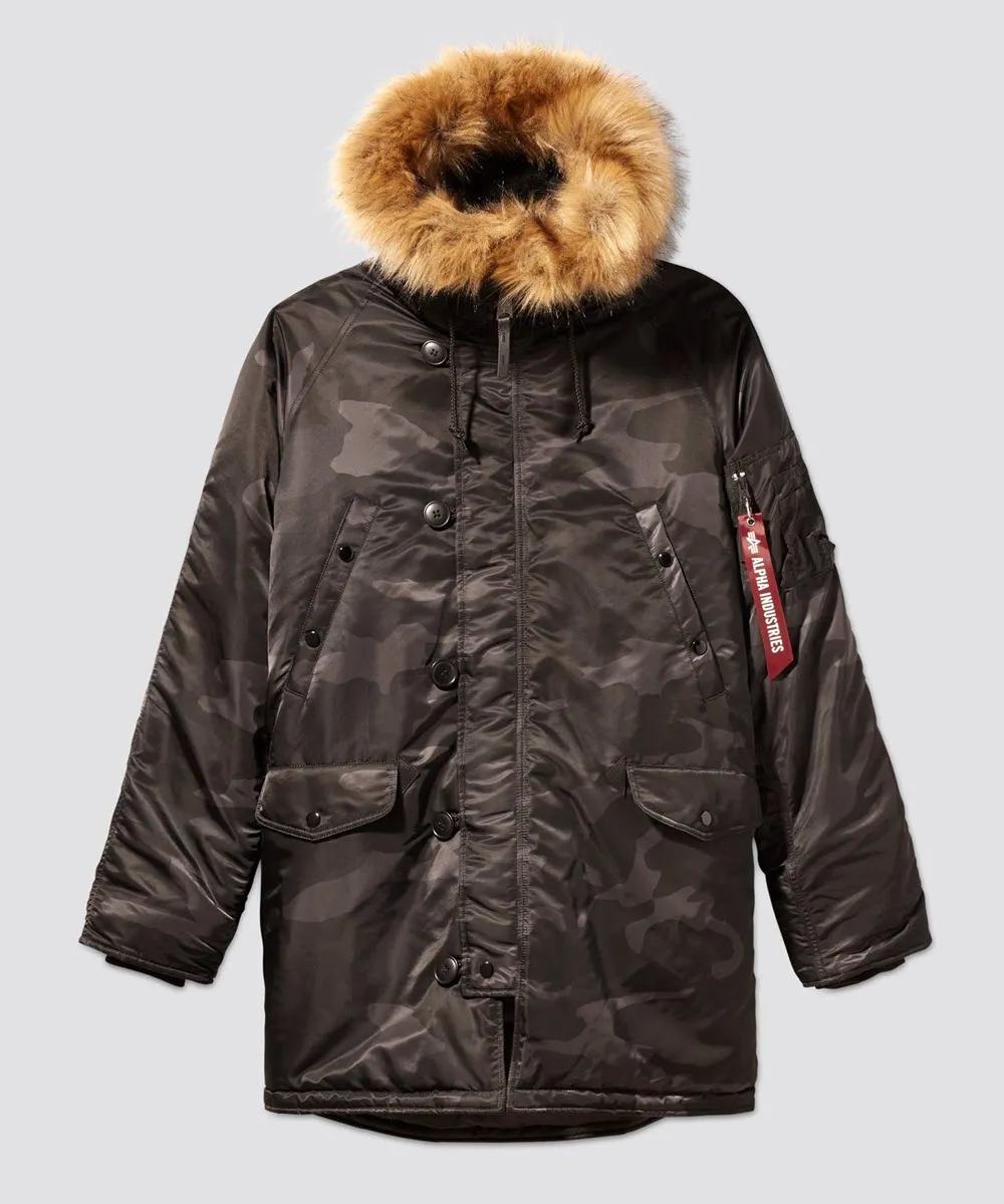 Alpha Industries Slim Fit N-3B Parka - Black Woodland Camo