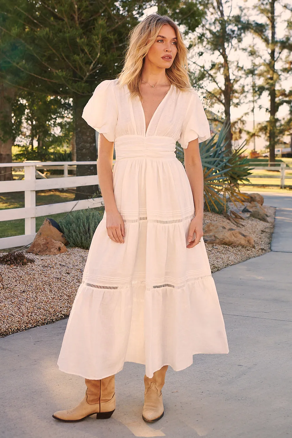 Anine Linen Maxi Dress - White