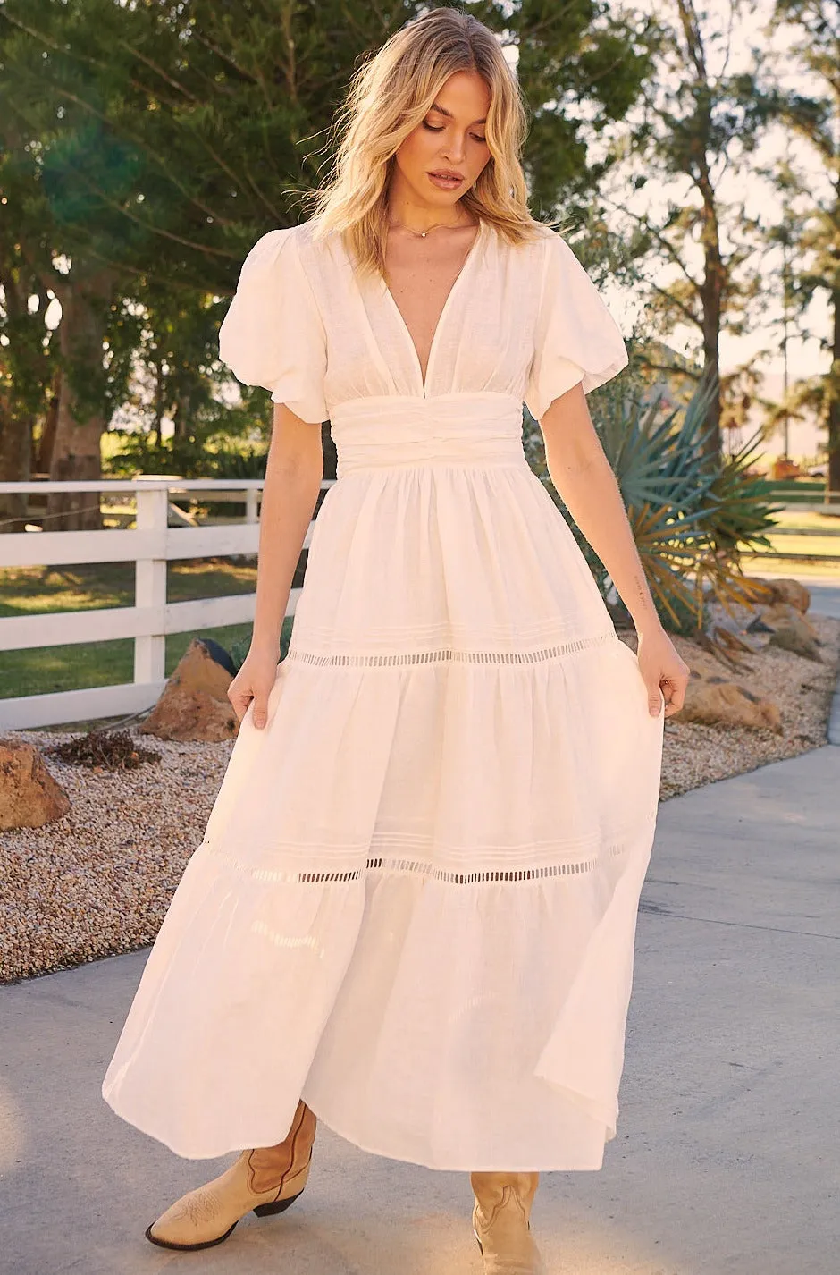 Anine Linen Maxi Dress - White