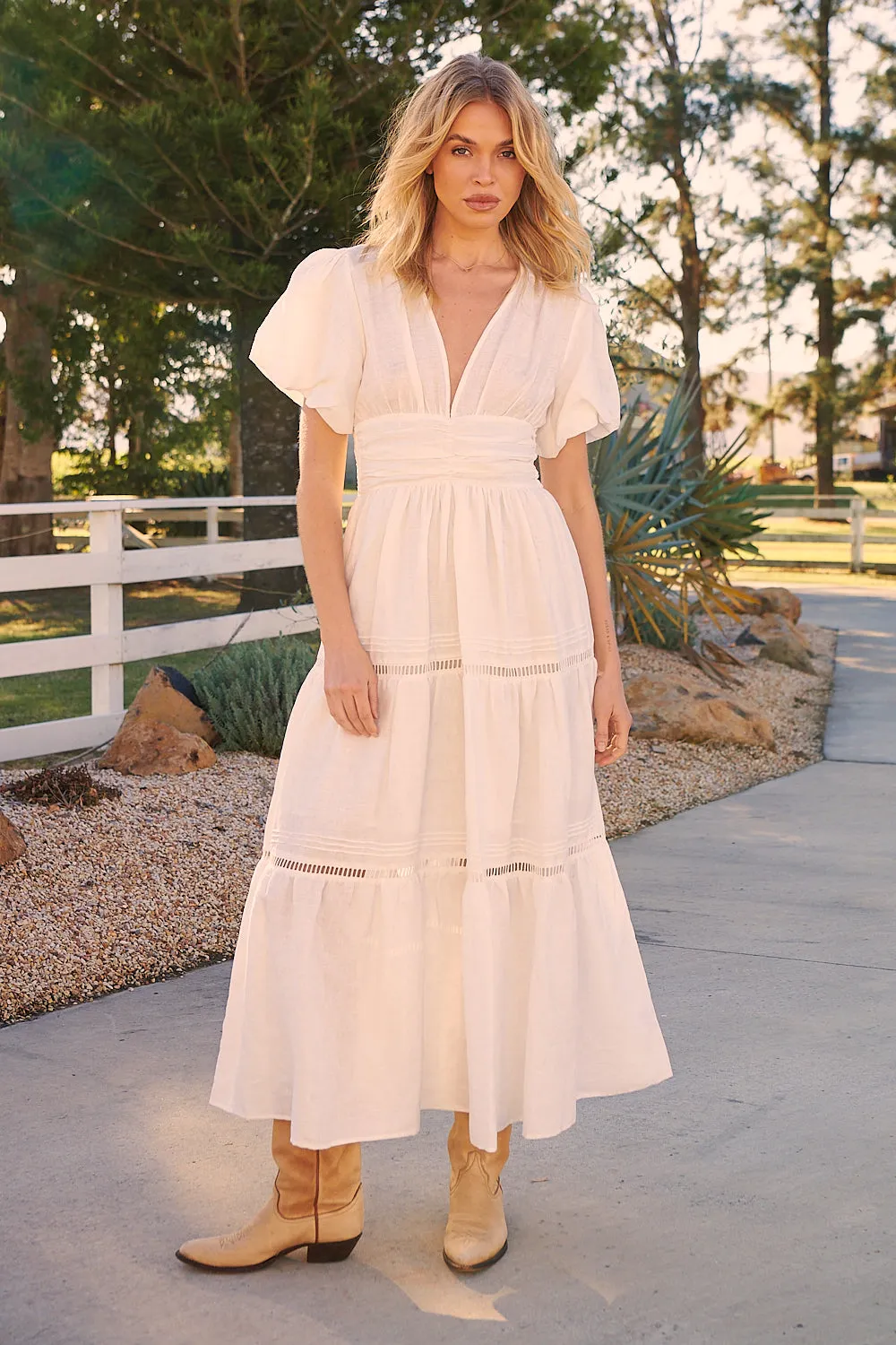 Anine Linen Maxi Dress - White