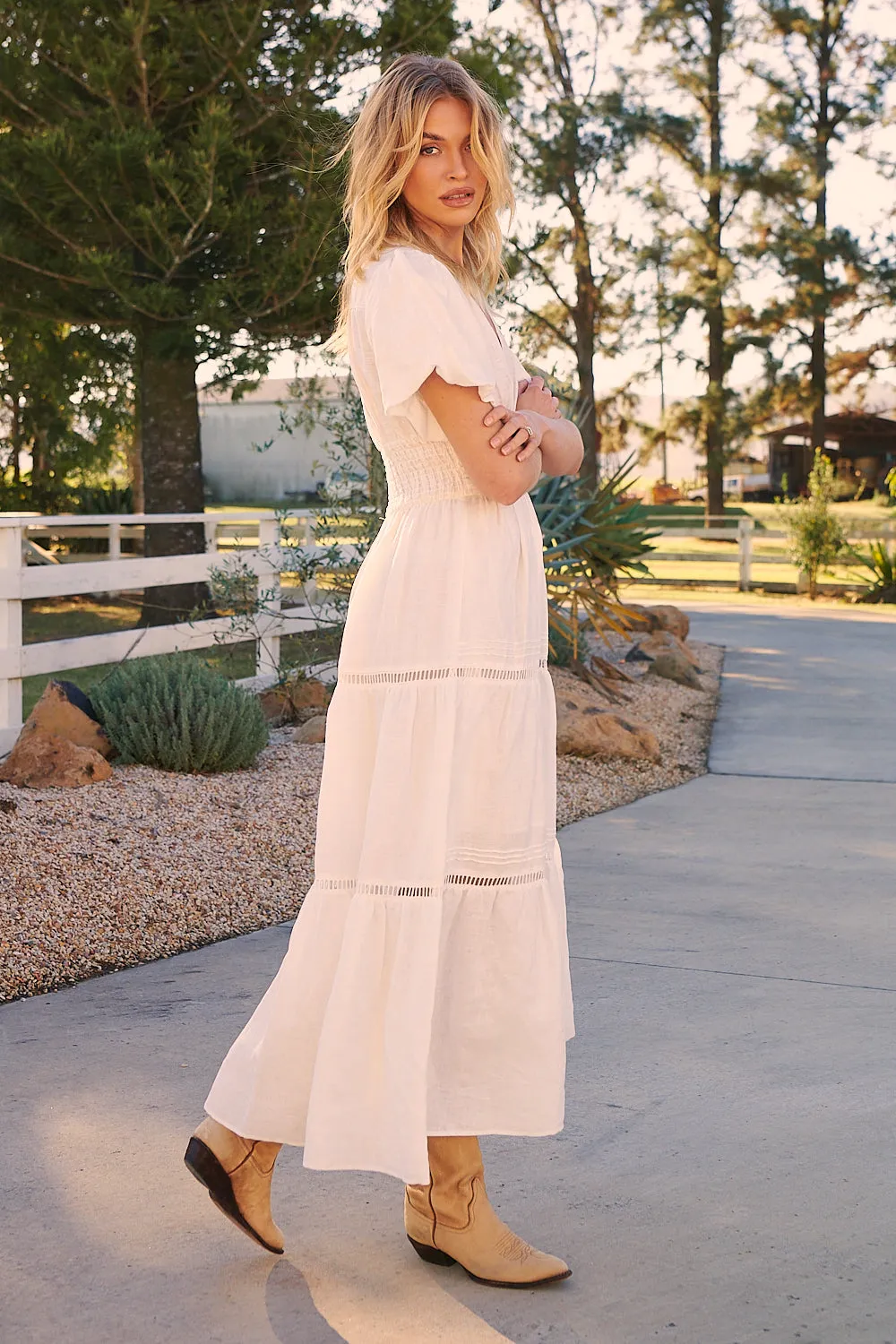 Anine Linen Maxi Dress - White