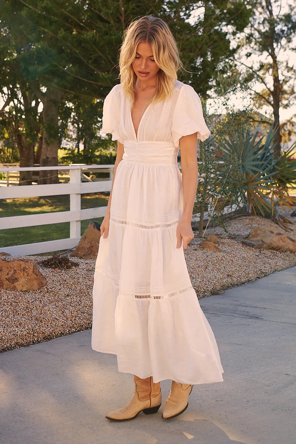 Anine Linen Maxi Dress - White