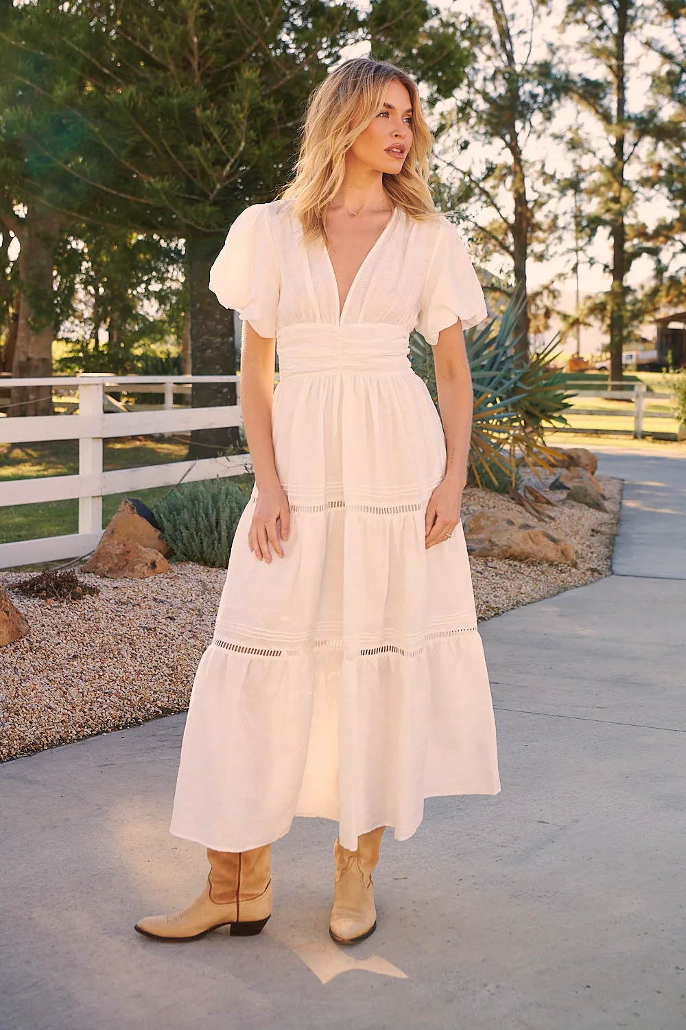 Anine Linen Maxi Dress - White