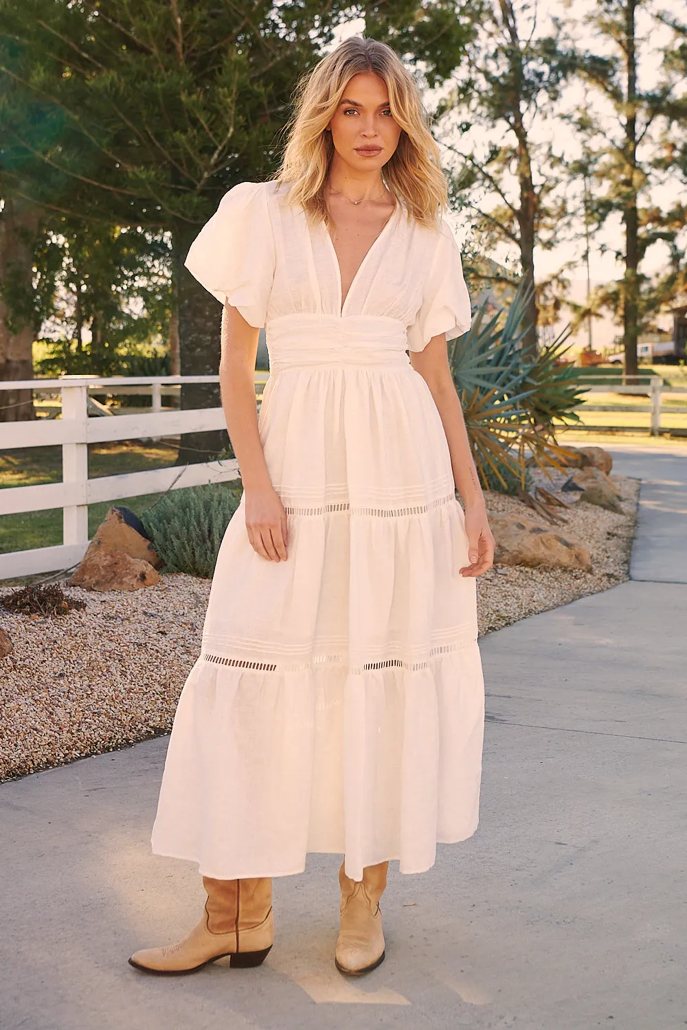 Anine Linen Maxi Dress - White