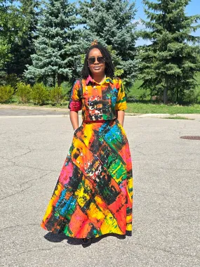 Ankara Shirt Crop Top and Maxi Skirt