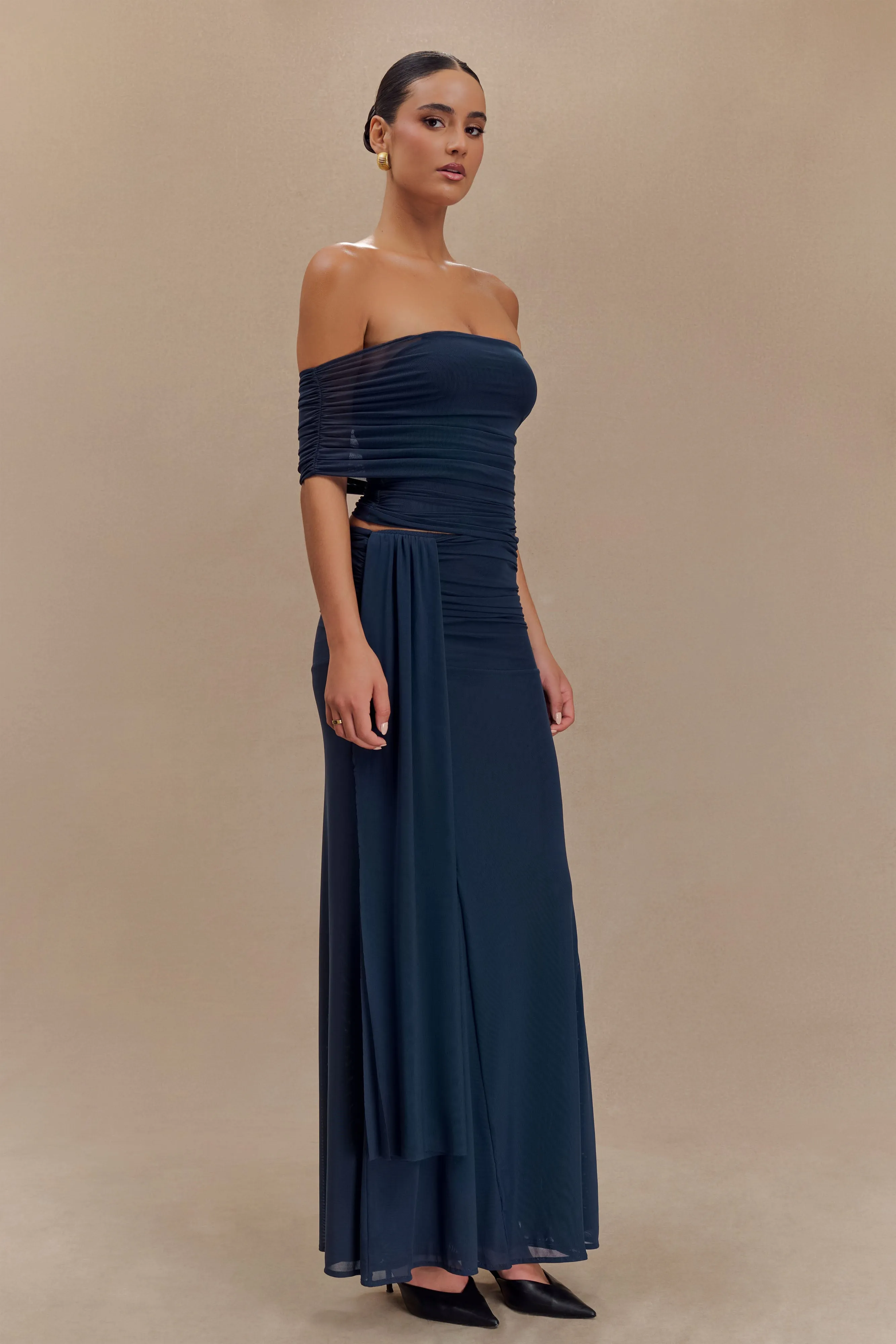 Arna Mesh Maxi Skirt - Midnight Blue