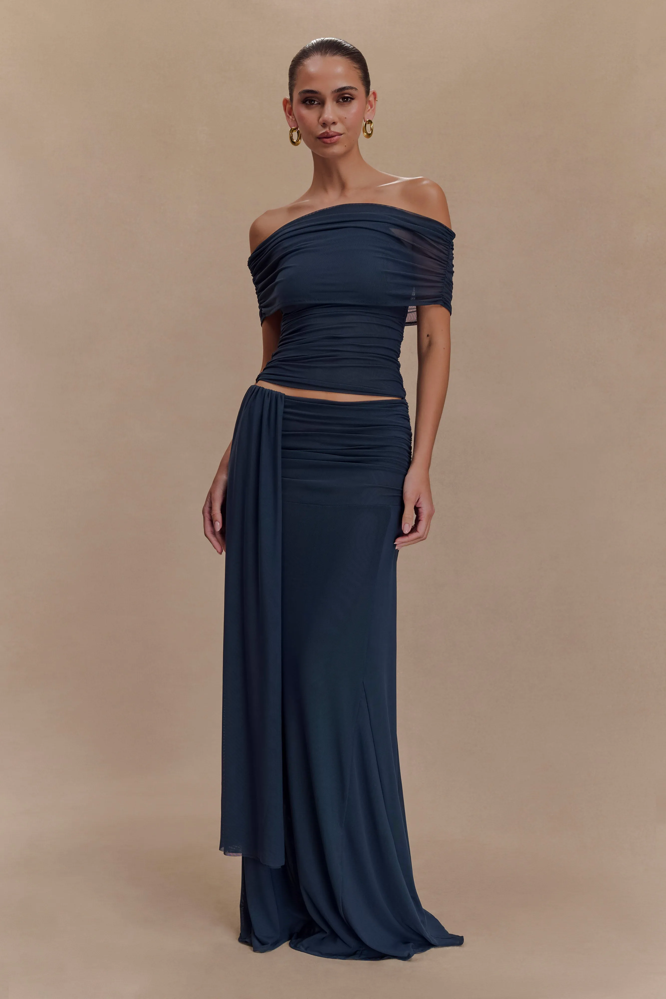 Arna Mesh Maxi Skirt - Midnight Blue