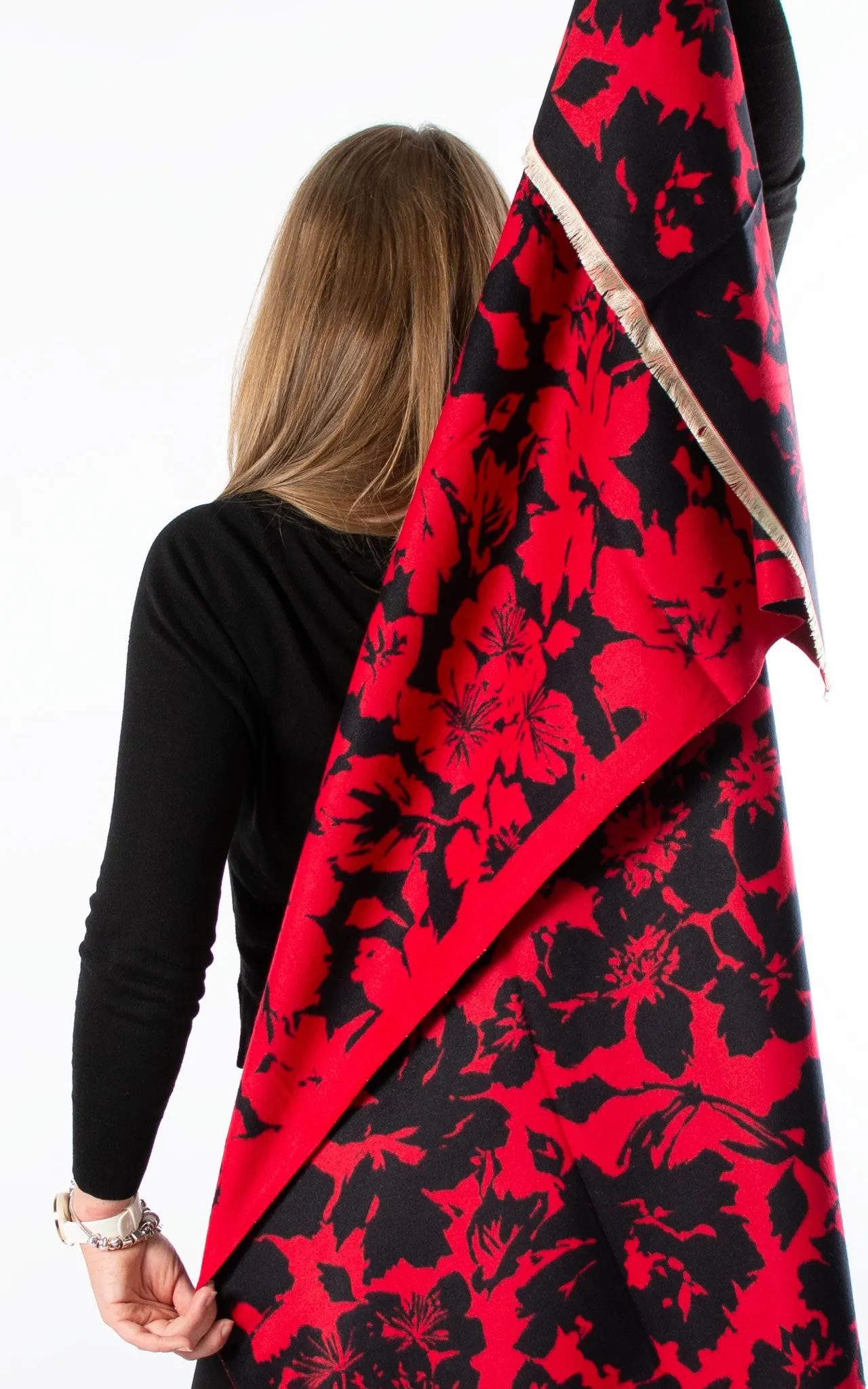 Autumn Winter Scarf | Floral | Red