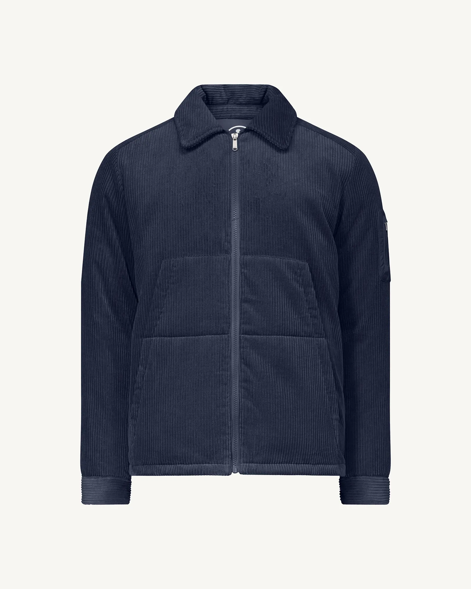 Baltic corduroy shacket-style down jacket Navy