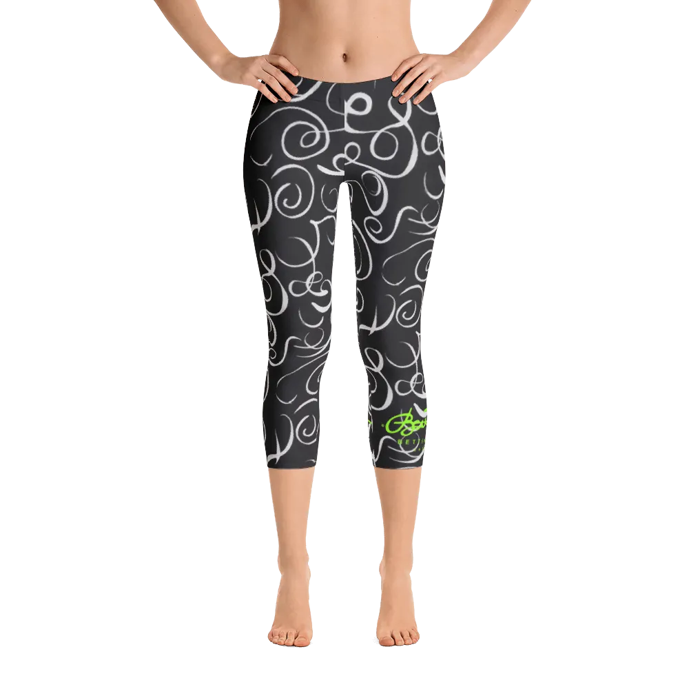 B&W Squiggles Capri Leggings