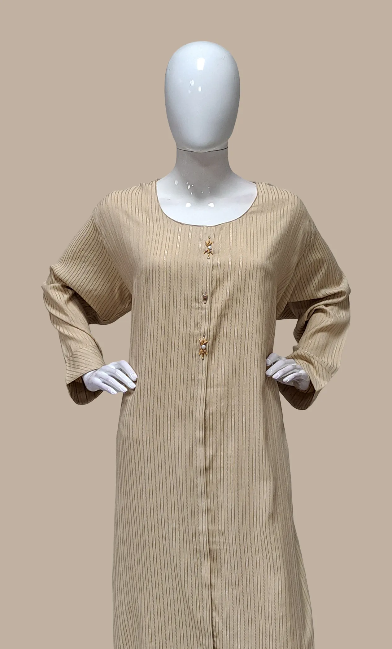 Biscuit Embroidered Kurti Top