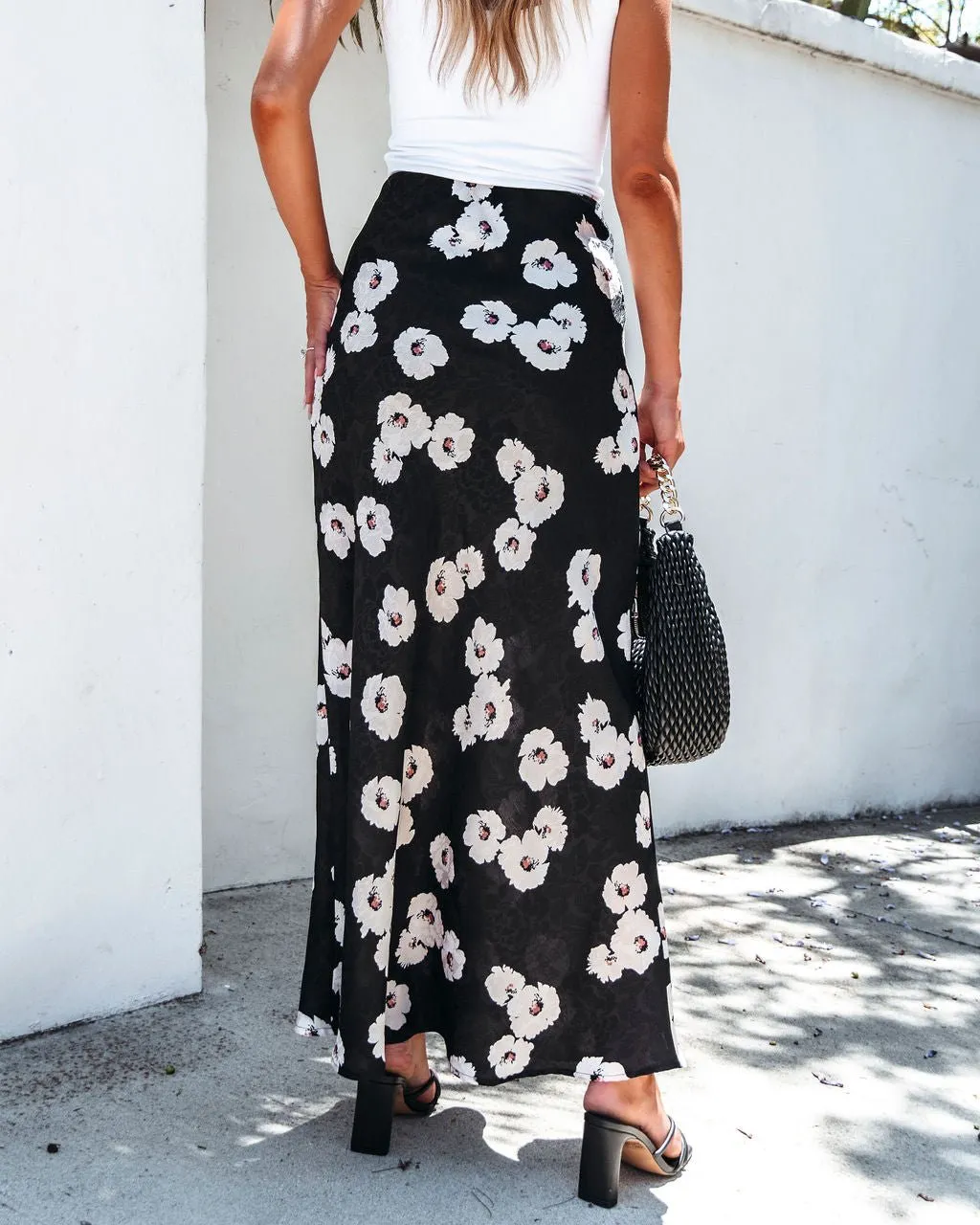 Black Floral Print Maxi Skirt - FINAL SALE