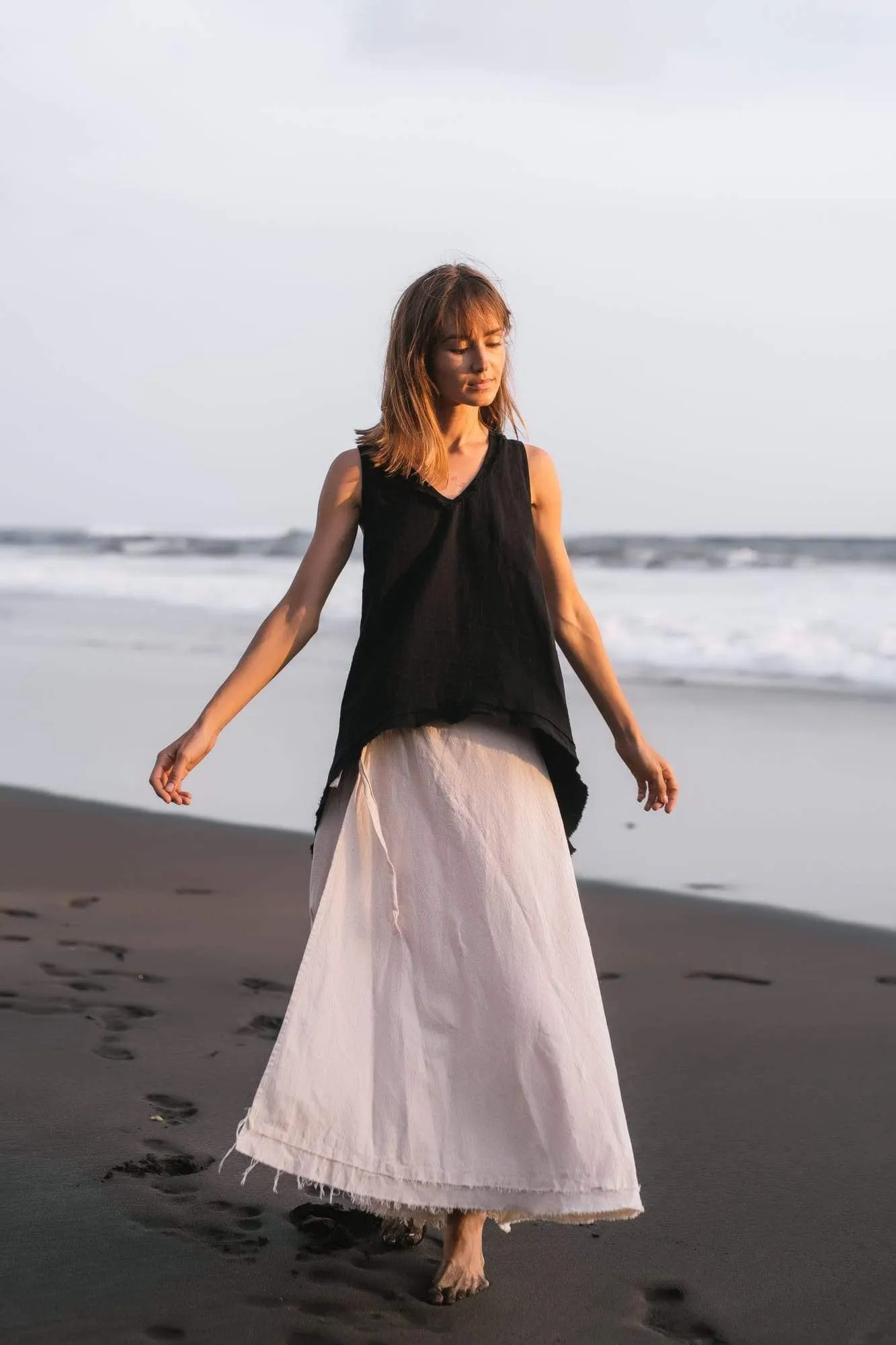 Black Linen Boho Top for Women • Viking Tunic