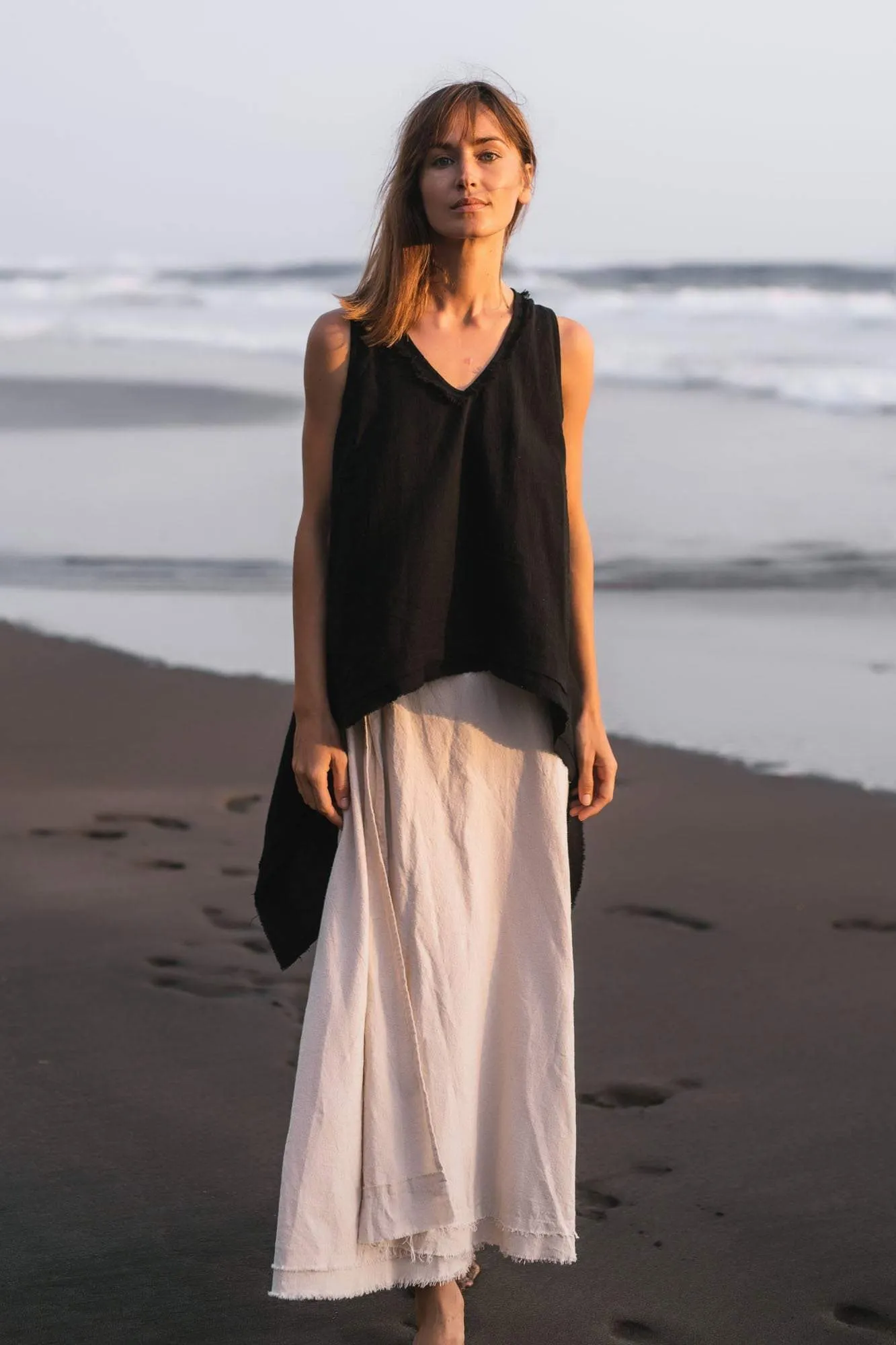 Black Linen Boho Top for Women • Viking Tunic