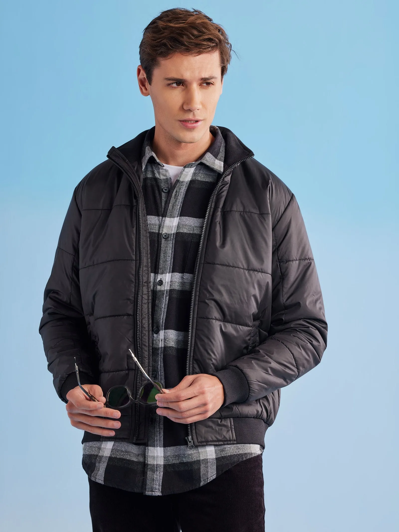 Black Quilted Packable Jacket