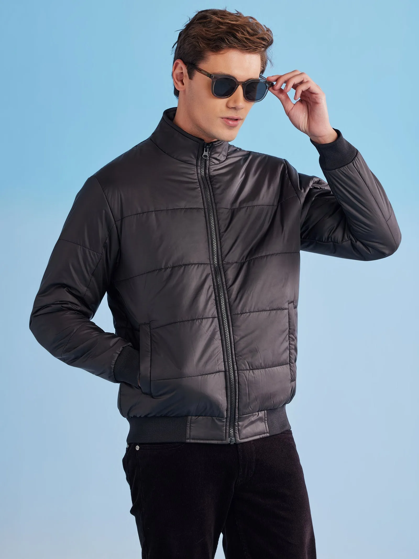 Black Quilted Packable Jacket