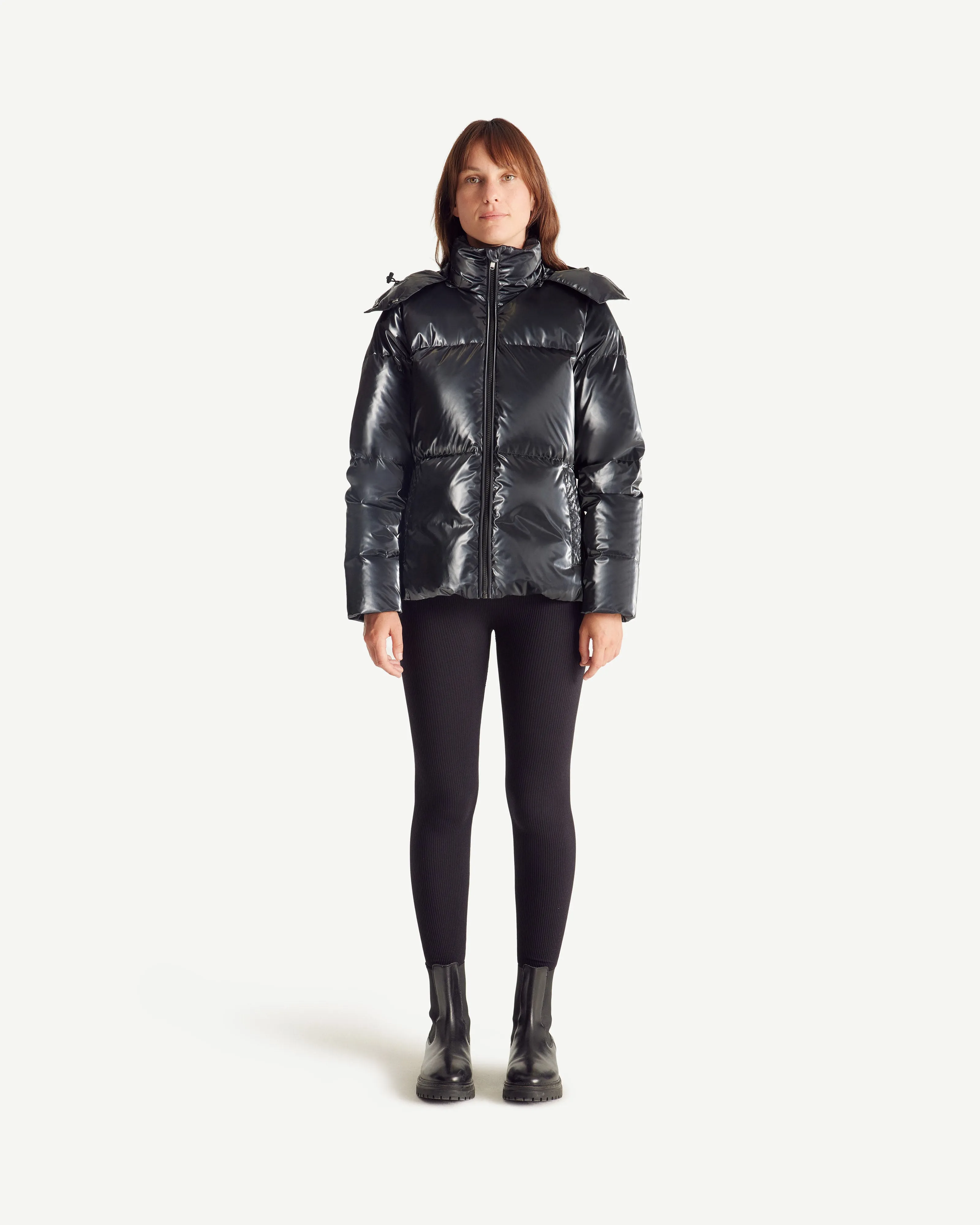 Black Tanya Glossy Extreme Cold iridescent down jacket