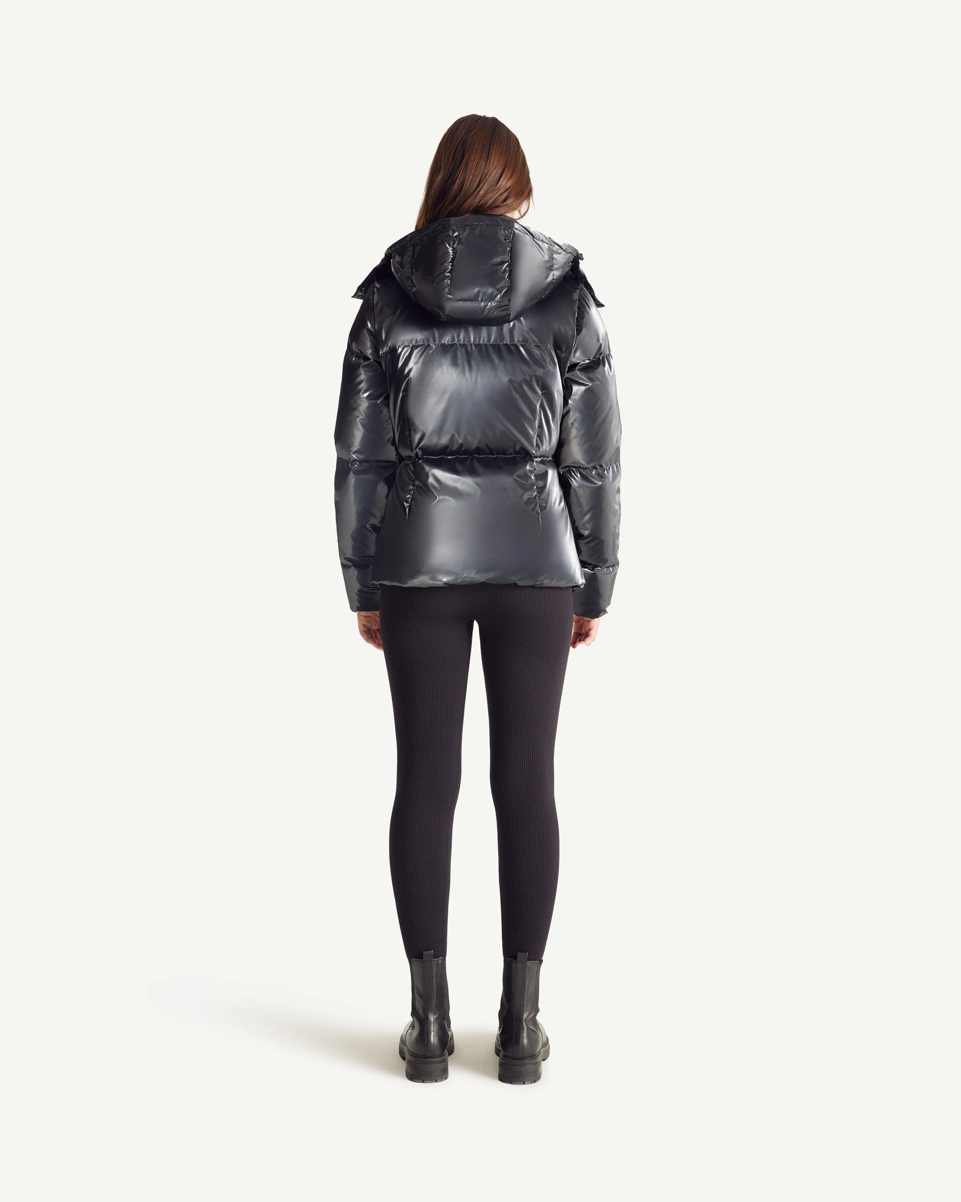 Black Tanya Glossy Extreme Cold iridescent down jacket