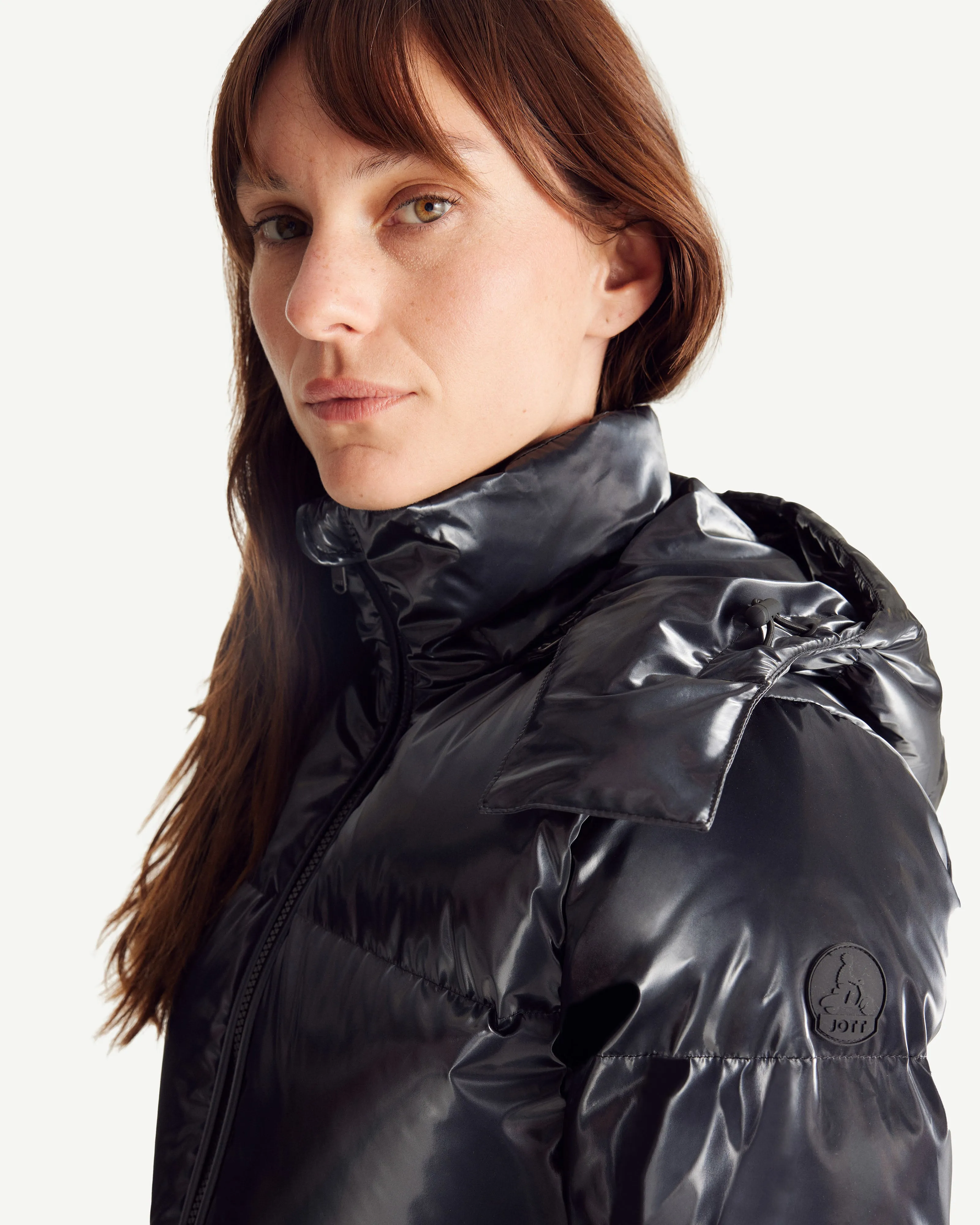 Black Tanya Glossy Extreme Cold iridescent down jacket