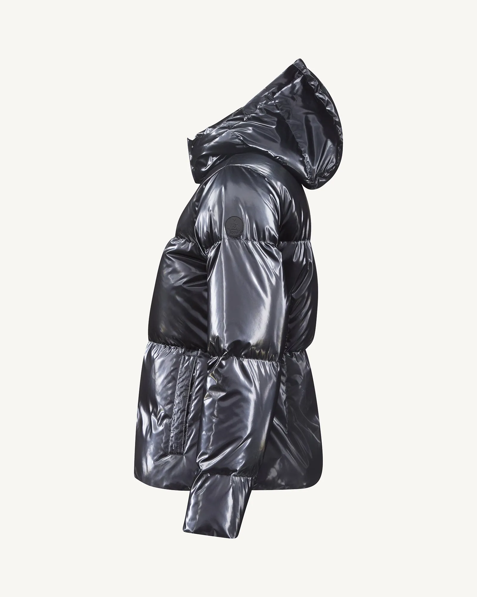 Black Tanya Glossy Extreme Cold iridescent down jacket