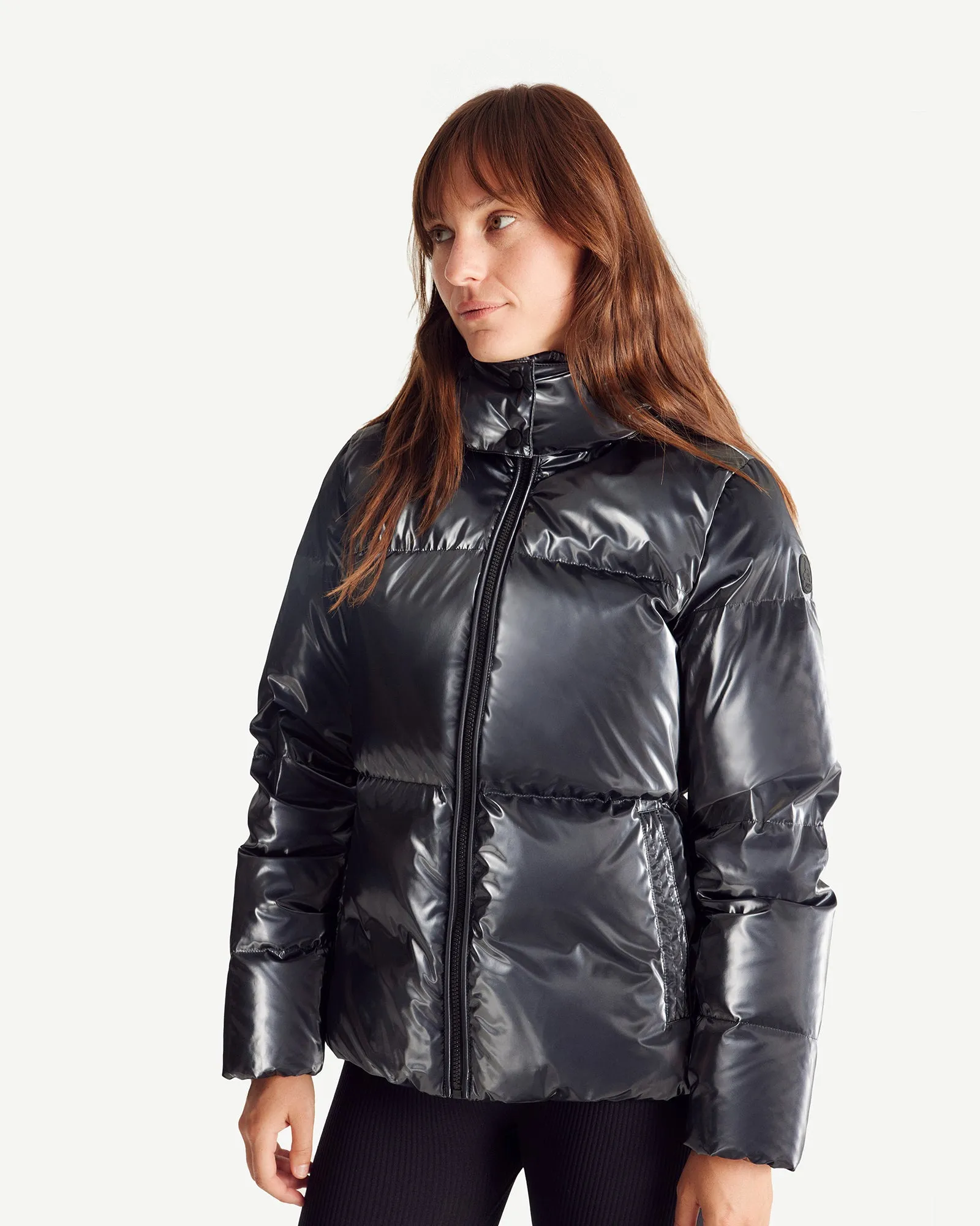 Black Tanya Glossy Extreme Cold iridescent down jacket