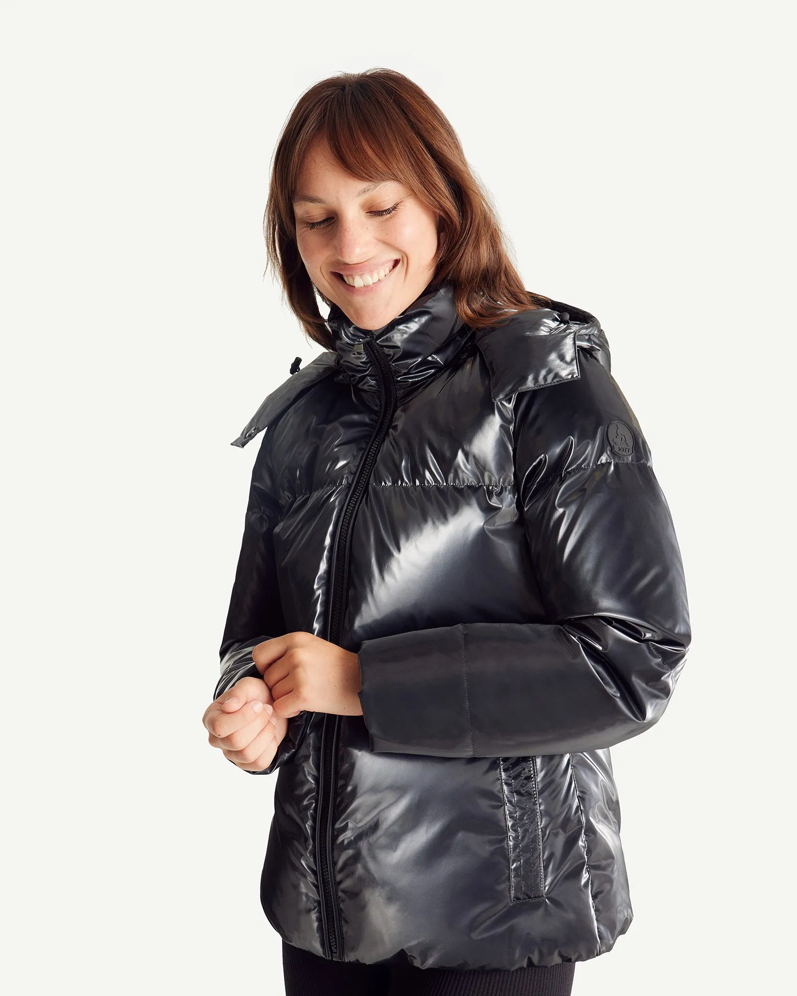 Black Tanya Glossy Extreme Cold iridescent down jacket