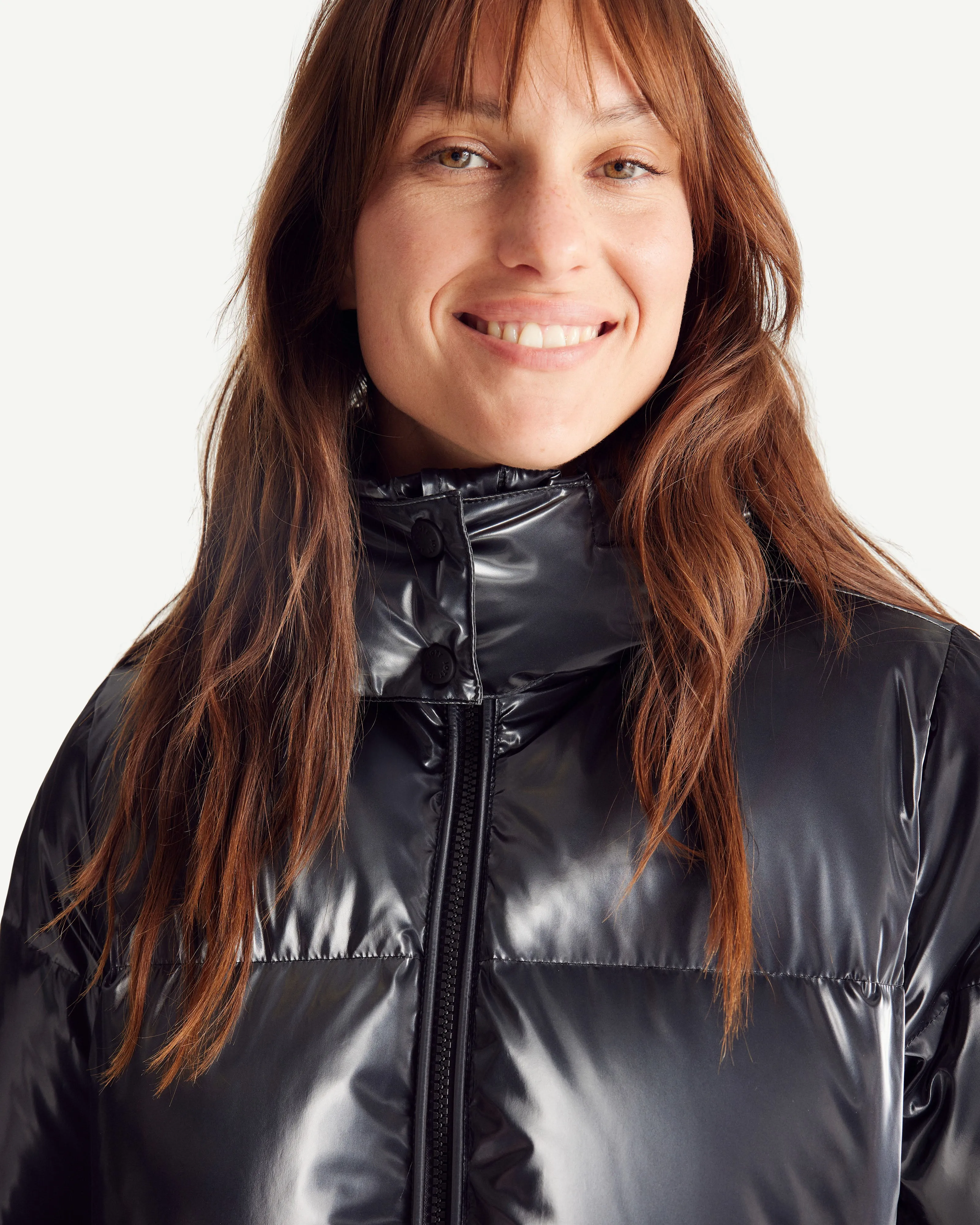 Black Tanya Glossy Extreme Cold iridescent down jacket