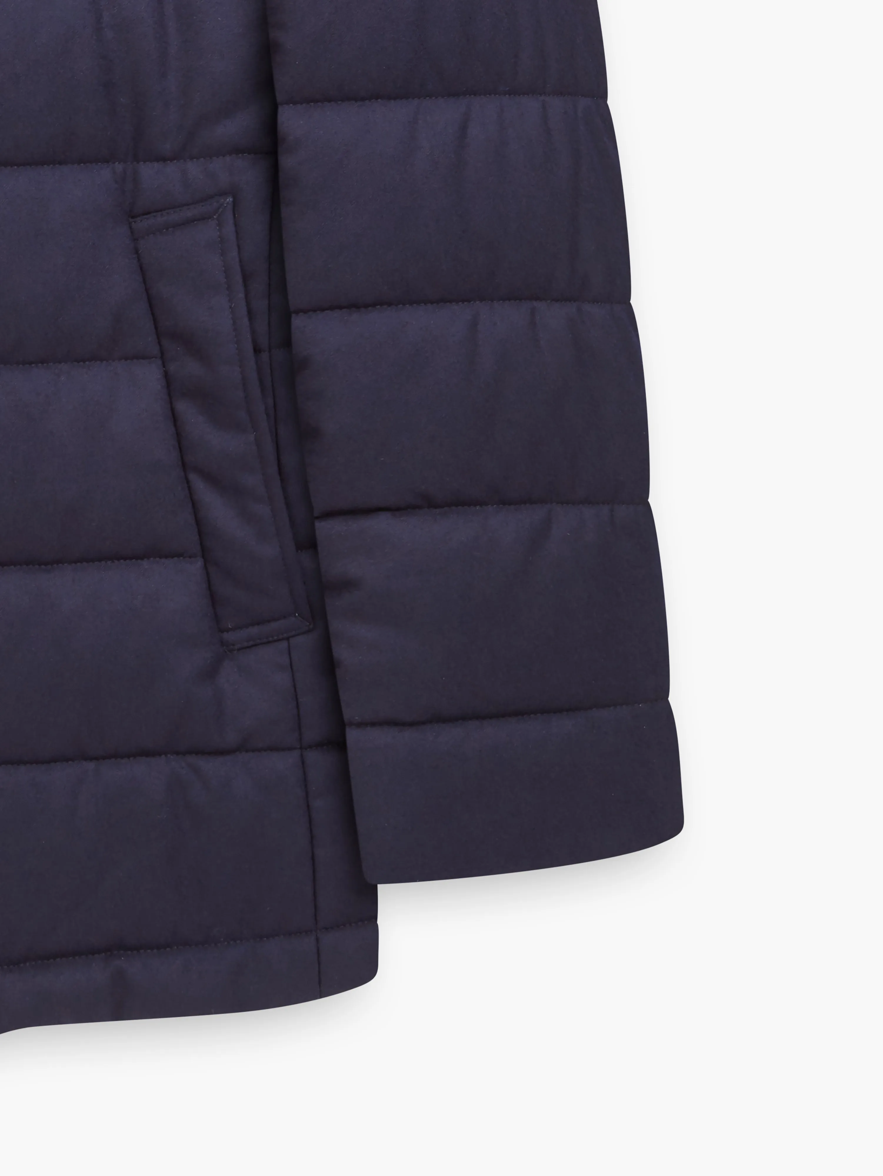 Bocelli Slim Fit Quilted Jacket in Navy Wool