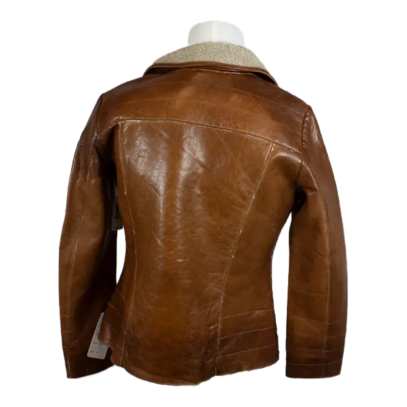 BOL Women's Fur Collar Leather Jacket