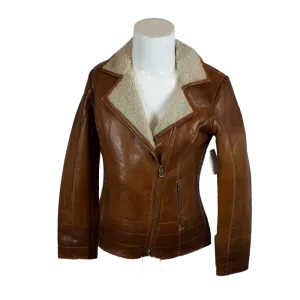 BOL Women's Fur Collar Leather Jacket