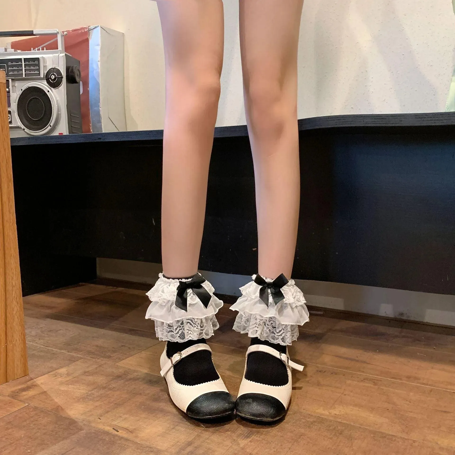 Bowknot Multi Layered Lace Ruffles Lolita Cute Ankle Socks