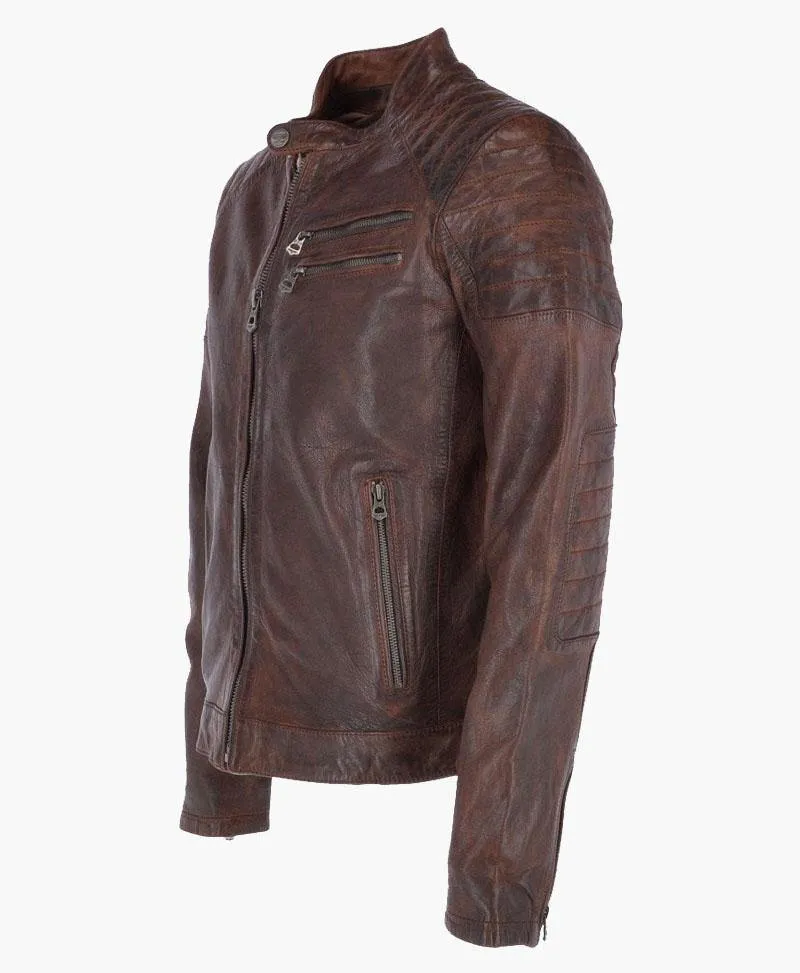 Branded Men’s Leather Biker Jacket