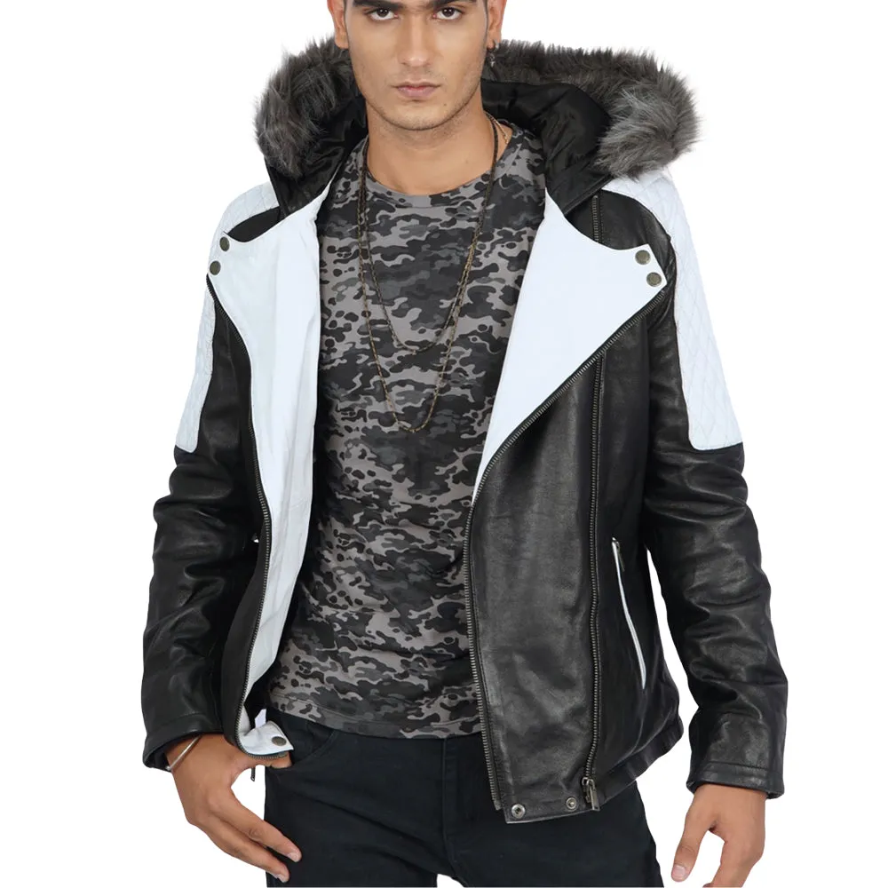 Brentiny Hooded Leather Jacket