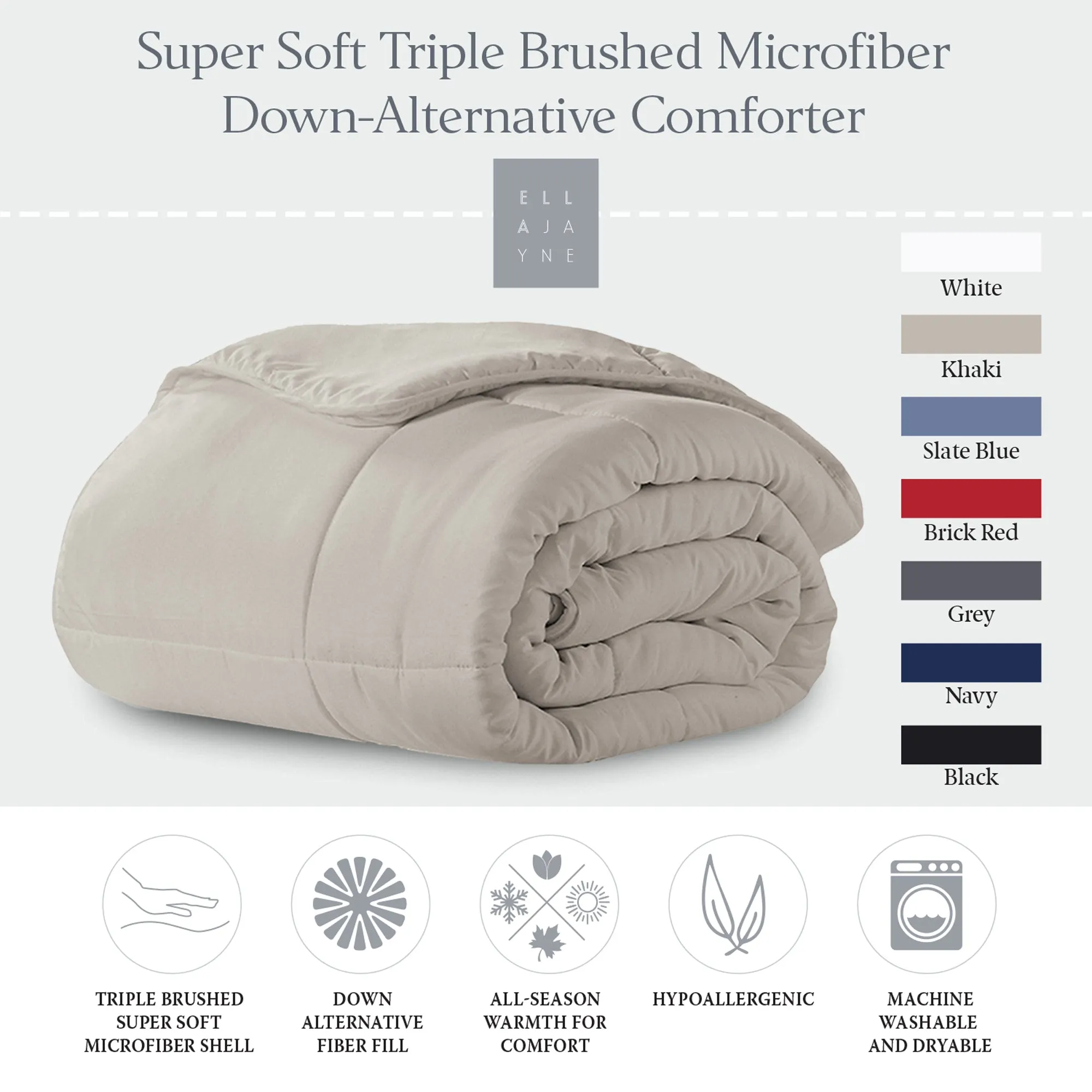 BTC Bed Bundle | Overstuffed Pillows, Quilted Mattress Protector and Down-Alt Comforter