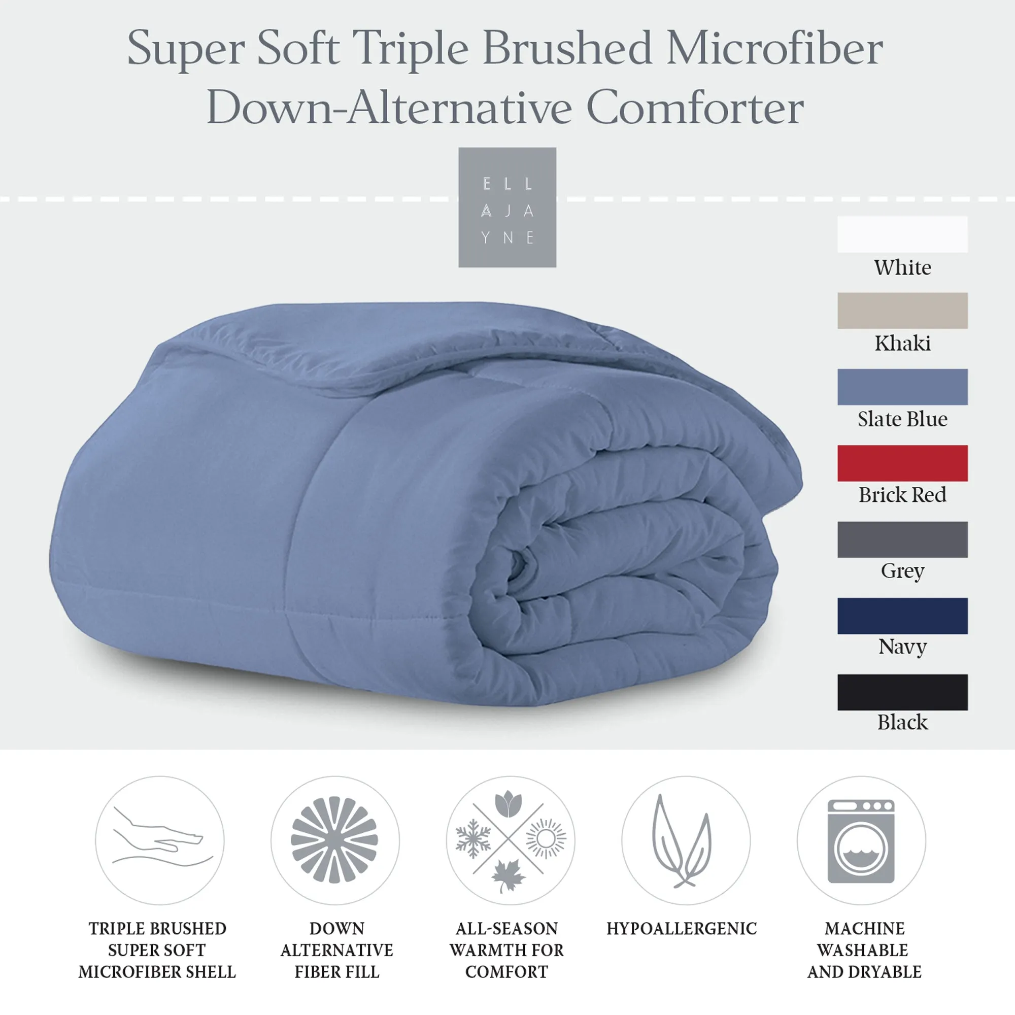 BTC Bed Bundle | Overstuffed Pillows, Quilted Mattress Protector and Down-Alt Comforter