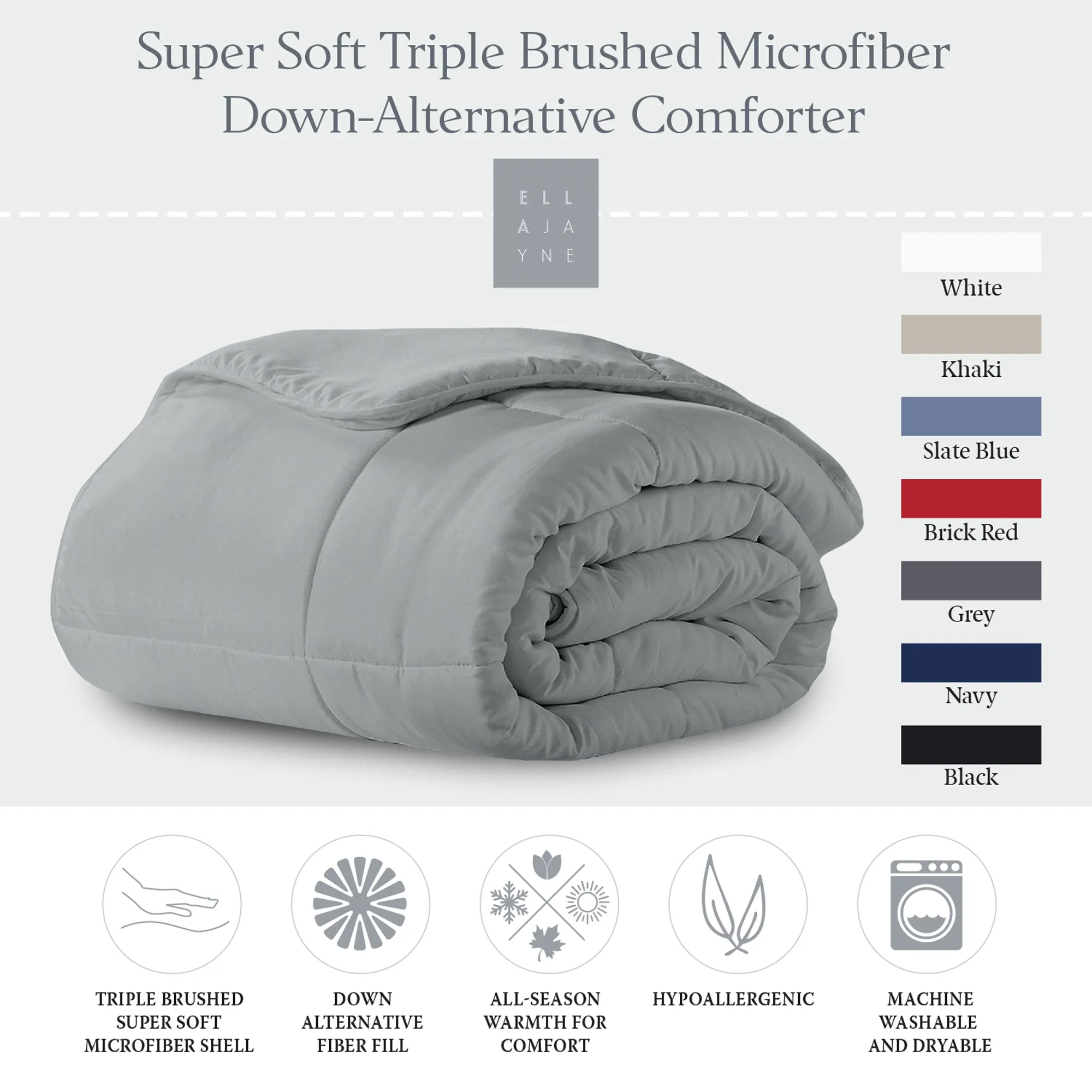 BTC Bed Bundle | Overstuffed Pillows, Quilted Mattress Protector and Down-Alt Comforter