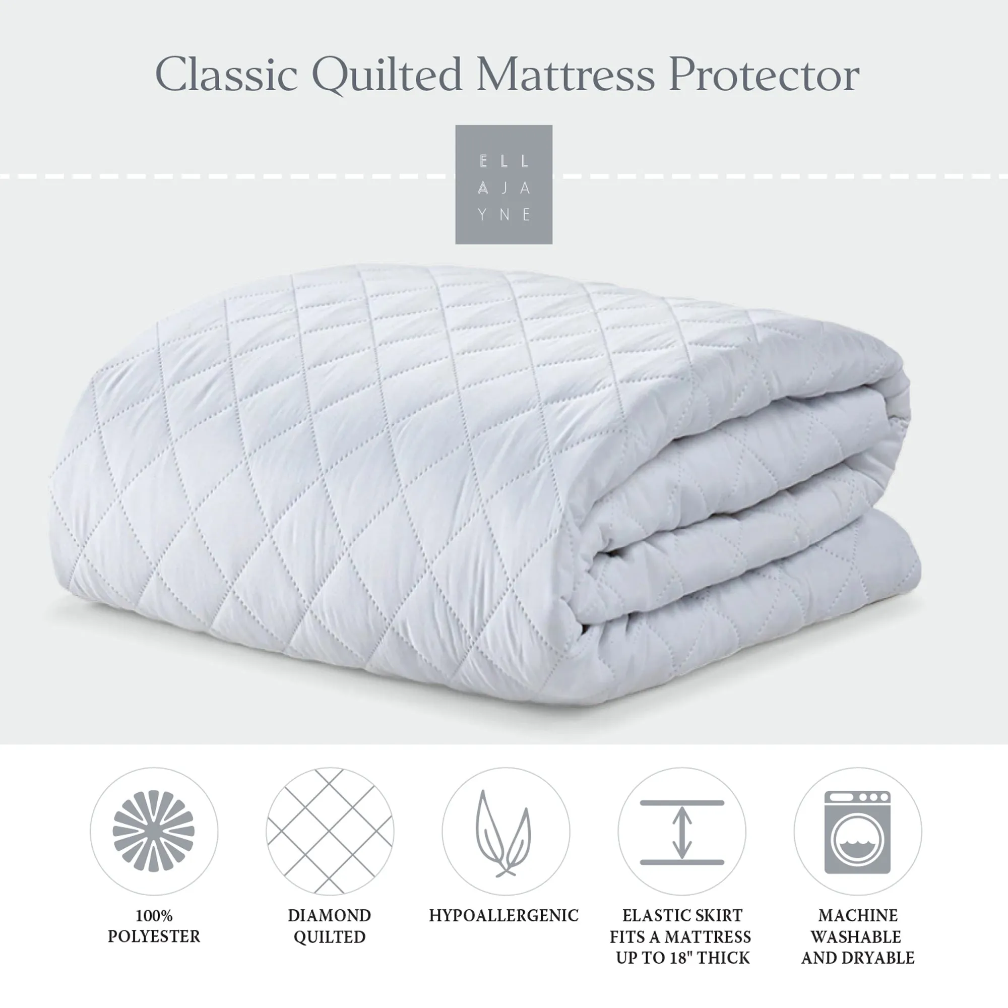 BTC Bed Bundle | Overstuffed Pillows, Quilted Mattress Protector and Down-Alt Comforter