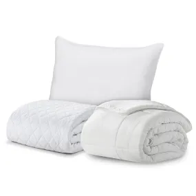 BTC Bed Bundle | Overstuffed Pillows, Quilted Mattress Protector and Down-Alt Comforter