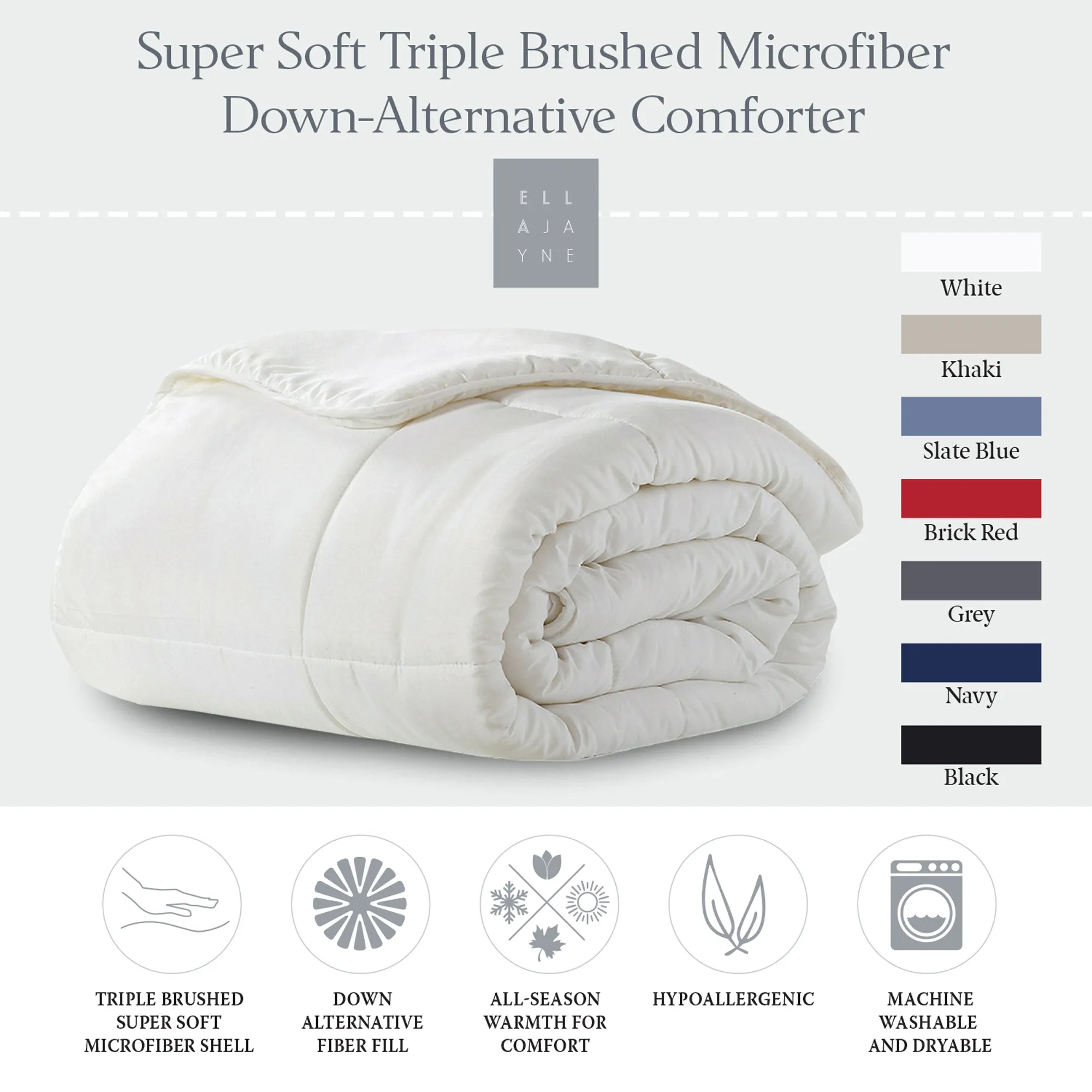 BTC Bed Bundle | Overstuffed Pillows, Quilted Mattress Protector and Down-Alt Comforter